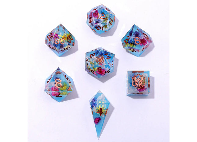 Gamers Guild AZ HYMGHO BRR097: Captured Magic Sharp Edge Resin Dice Set - Floral Mirage HYMGHO