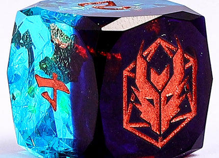 Gamers Guild AZ HYMGHO BRR107: Captured Magic Luster Cut Resin Dice Set - Blue & Red HYMGHO