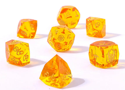 Gamers Guild AZ HYMGHO BRR114: Captured Magic Luster Cut Resin Dice Set - Golden Yellow HYMGHO