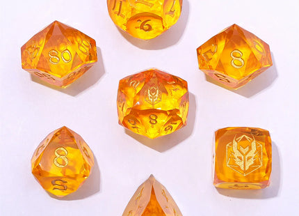 Gamers Guild AZ HYMGHO BRR114: Captured Magic Luster Cut Resin Dice Set - Golden Yellow HYMGHO