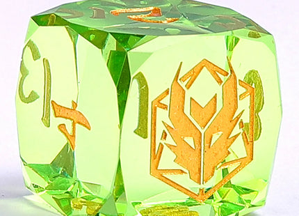 Gamers Guild AZ HYMGHO BRR115: Captured Magic Luster Cut Resin Dice - Lemon Green HYMGHO
