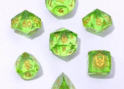 Gamers Guild AZ HYMGHO BRR115: Captured Magic Luster Cut Resin Dice - Lemon Green HYMGHO