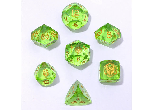 Gamers Guild AZ HYMGHO BRR115: Captured Magic Luster Cut Resin Dice - Lemon Green HYMGHO