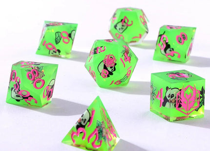 Gamers Guild AZ HYMGHO Captured Magic Sharp Edge Resin Dice - Pandemonium - Green HYMGHO