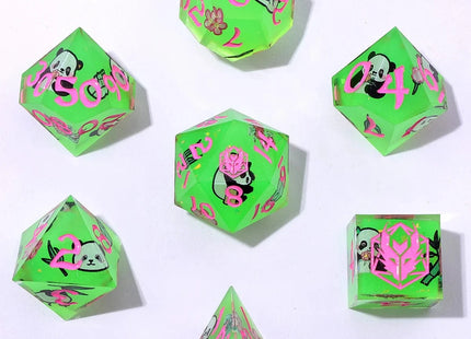 Gamers Guild AZ HYMGHO Captured Magic Sharp Edge Resin Dice - Pandemonium - Green HYMGHO