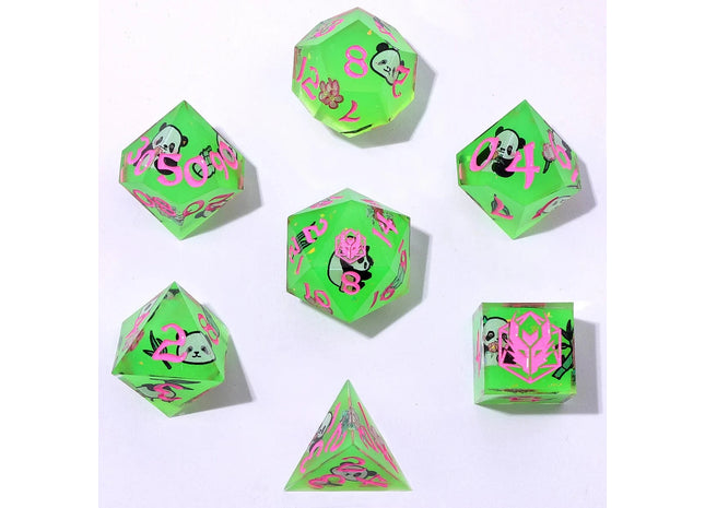 Gamers Guild AZ HYMGHO Captured Magic Sharp Edge Resin Dice - Pandemonium - Green HYMGHO