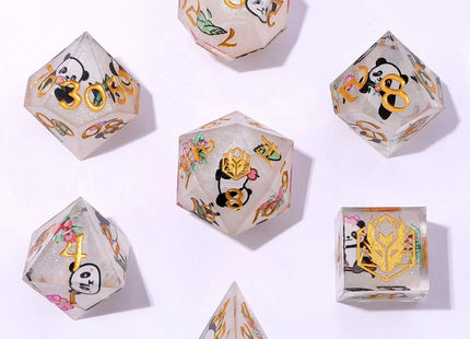 Gamers Guild AZ HYMGHO Captured Magic Sharp Edge Resin Dice - Pandemonium Silver HYMGHO