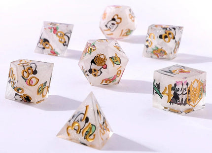 Gamers Guild AZ HYMGHO Captured Magic Sharp Edge Resin Dice - Pandemonium Silver HYMGHO