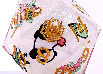 Gamers Guild AZ HYMGHO Captured Magic Sharp Edge Resin Dice - Pandemonium Silver HYMGHO