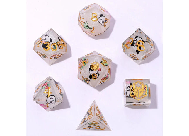 Gamers Guild AZ HYMGHO Captured Magic Sharp Edge Resin Dice - Pandemonium Silver HYMGHO