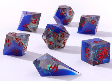 Gamers Guild AZ HYMGHO Captured Magic Sharp Edge Resin Dice - Sapphire Inferno HYMGHO