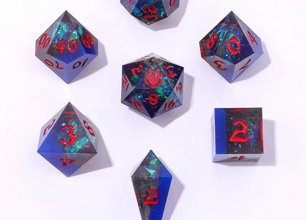 Gamers Guild AZ HYMGHO Captured Magic Sharp Edge Resin Dice - Sapphire Inferno HYMGHO