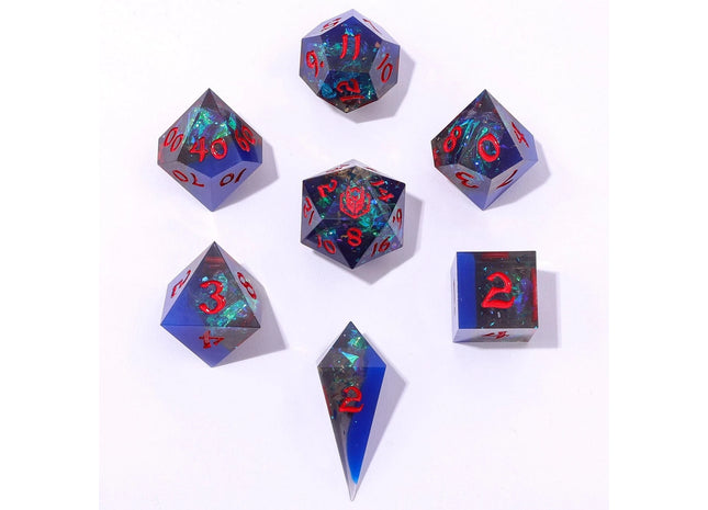 Gamers Guild AZ HYMGHO Captured Magic Sharp Edge Resin Dice - Sapphire Inferno HYMGHO