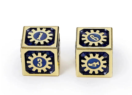 Gamers Guild AZ HYMGHO Cogcraft Fidget 2D6 Set Vault Dweller - Blue and Gold HYMGHO