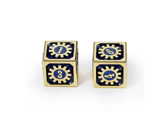 Gamers Guild AZ HYMGHO Cogcraft Fidget 2D6 Set Vault Dweller - Blue and Gold HYMGHO
