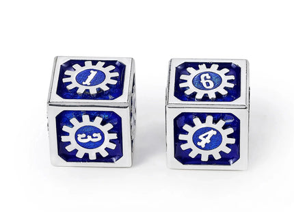 Gamers Guild AZ HYMGHO Cogcraft Fidget D6 - Tesla - Blue & Silver HYMGHO