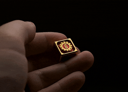 Gamers Guild AZ HYMGHO Cogcraft Fidget D6 - Tesla - Red Blue Silver and Gold HYMGHO