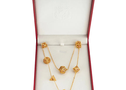 Gamers Guild AZ HYMGHO Dragon's Eye 7-die Necklace - Gold with Ruby Red Gems HYMGHO