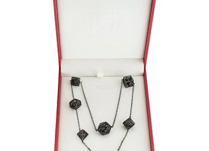 Gamers Guild AZ HYMGHO Dragon's Eye 7-die Necklace - Gunmetal with Purple Gems HYMGHO