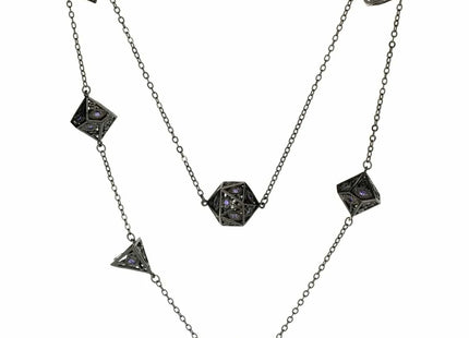 Gamers Guild AZ HYMGHO Dragon's Eye 7-die Necklace - Gunmetal with Purple Gems HYMGHO