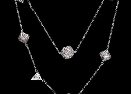 Gamers Guild AZ HYMGHO Dragon's Eye 7-die Necklace - Silver with Pink Gems HYMGHO