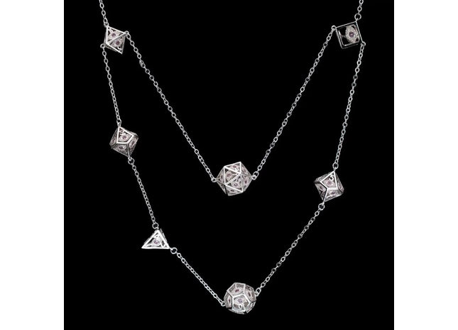 Gamers Guild AZ HYMGHO Dragon's Eye 7-die Necklace - Silver with Pink Gems HYMGHO