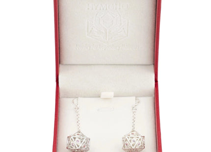 Gamers Guild AZ HYMGHO Dragon's Eye D20 Dice Earrings - Silver with Pink Gems HYMGHO
