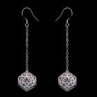 Gamers Guild AZ HYMGHO Dragon's Eye D20 Dice Earrings - Silver with Pink Gems HYMGHO