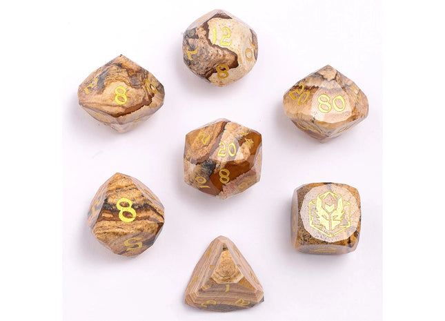 Gamers Guild AZ HYMGHO Dragon’s Hoard Luster Cut Dice Set - Picture Jasper HYMGHO