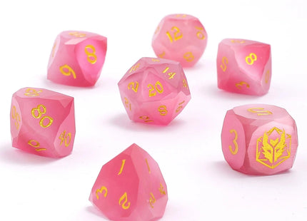Gamers Guild AZ HYMGHO Dragon’s Hoard Luster Cut Dice Set - Pink Cat’s Eye HYMGHO