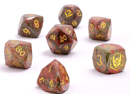 Gamers Guild AZ HYMGHO Dragon’S Hoard Luster Cut Dice Set - Unakite HYMGHO