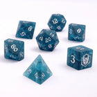 Gamers Guild AZ HYMGHO Dragon's Hoard Polyhedral Dice Set - Blasted Glass - Frosted Dark Blue Glass HYMGHO