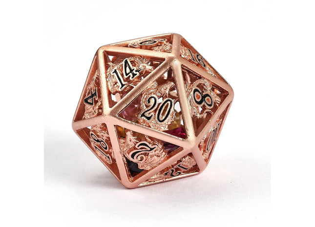 Gamers Guild AZ HYMGHO Hollow Dragon Polyhedral Dice Set Filled With Gems - Copper HYMGHO