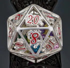 Gamers Guild AZ HYMGHO Hollow Dragon Single D20 Filled With Gems - Silver HYMGHO