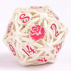 Gamers Guild AZ HYMGHO Hollow Metal Rose Dice Set - Matt Silver w/Pink HYMGHO