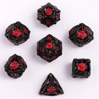 Gamers Guild AZ HYMGHO Hollow Rose Polyhedral Metal Dice Set - Black w/Blood Spatter HYMGHO