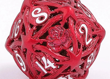 Gamers Guild AZ HYMGHO Hollow Rose Polyhedral Metal Dice Set - Red HYMGHO