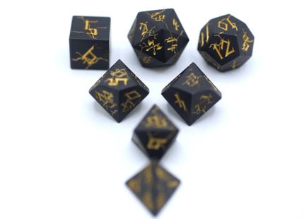 Gamers Guild AZ HYMGHO HY00116: Barbarian Solid Metal Dice Set - Matt Black with Gold HYMGHO