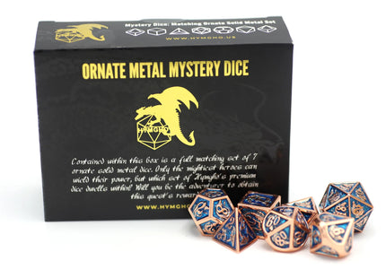 Gamers Guild AZ HYMGHO HY00155: Mystery Set of 7 Matching Ornate Solid Metal RPG Dice HYMGHO
