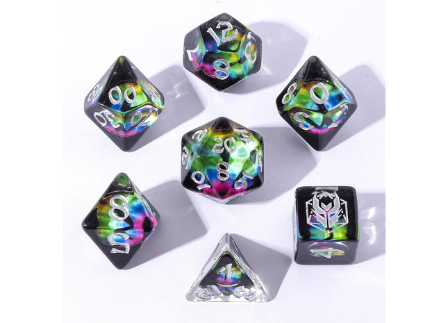 Gamers Guild AZ HYMGHO HY00330: Wyrmforged Rollers - Rounded Resin Polyhedral Dice - Dragon Eye Chromatic HYMGHO