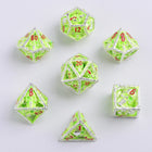 Gamers Guild AZ HYMGHO HY00354: Skull's Grin Hollow Metal Dice Set - Glow in the Dark Green HYMGHO
