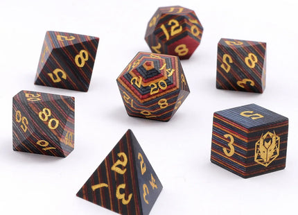 Gamers Guild AZ HYMGHO HY00411: Wooden RPG Dice Set - Rainbow Wood HYMGHO