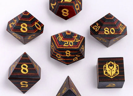Gamers Guild AZ HYMGHO HY00411: Wooden RPG Dice Set - Rainbow Wood HYMGHO