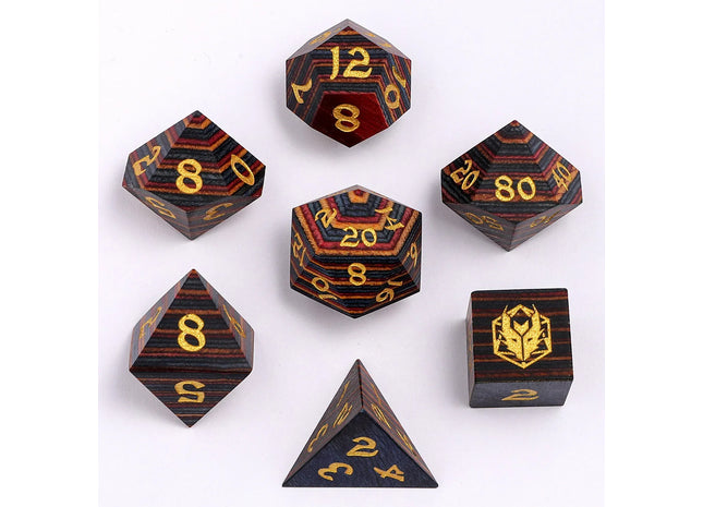 Gamers Guild AZ HYMGHO HY00411: Wooden RPG Dice Set - Rainbow Wood HYMGHO