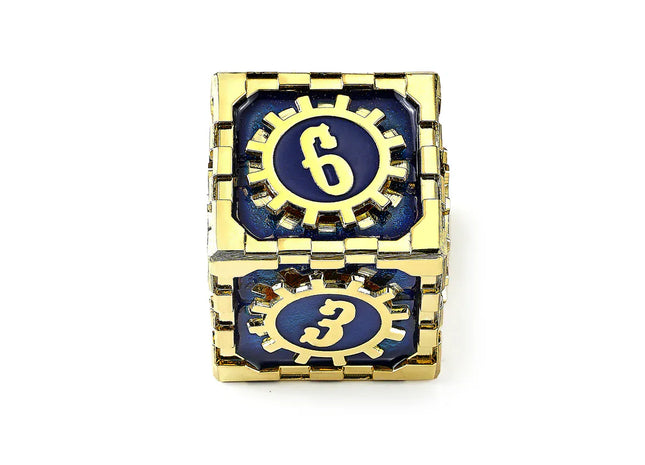 Gamers Guild AZ HYMGHO HY00492: Mythic Size Cogcraft Fidget D6 Vault Dweller - Blue and Gold HYMGHO