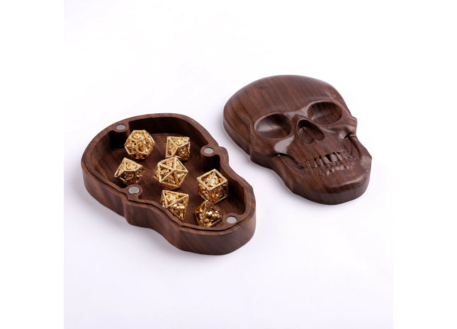Gamers Guild AZ HYMGHO HY00529: Black Walnut Premium Wooden Gaming Accessory Case - Skull HYMGHO