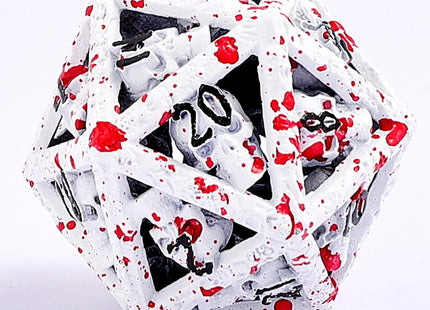 Gamers Guild AZ HYMGHO HY00556: Skulls Grin Hollow Metal Dice Set - White W/Blood Splatter HYMGHO