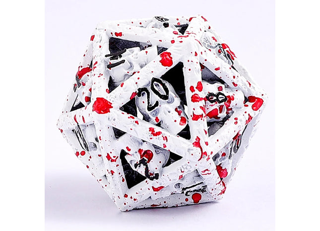 Gamers Guild AZ HYMGHO HY00556: Skulls Grin Hollow Metal Dice Set - White W/Blood Splatter HYMGHO