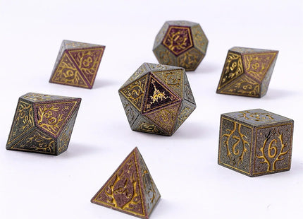 Gamers Guild AZ HYMGHO HY00559: Druid Solid Metal RPG Dice Set - Glitter Purple w/Gold HYMGHO