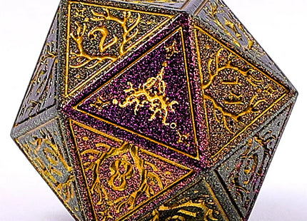 Gamers Guild AZ HYMGHO HY00559: Druid Solid Metal RPG Dice Set - Glitter Purple w/Gold HYMGHO